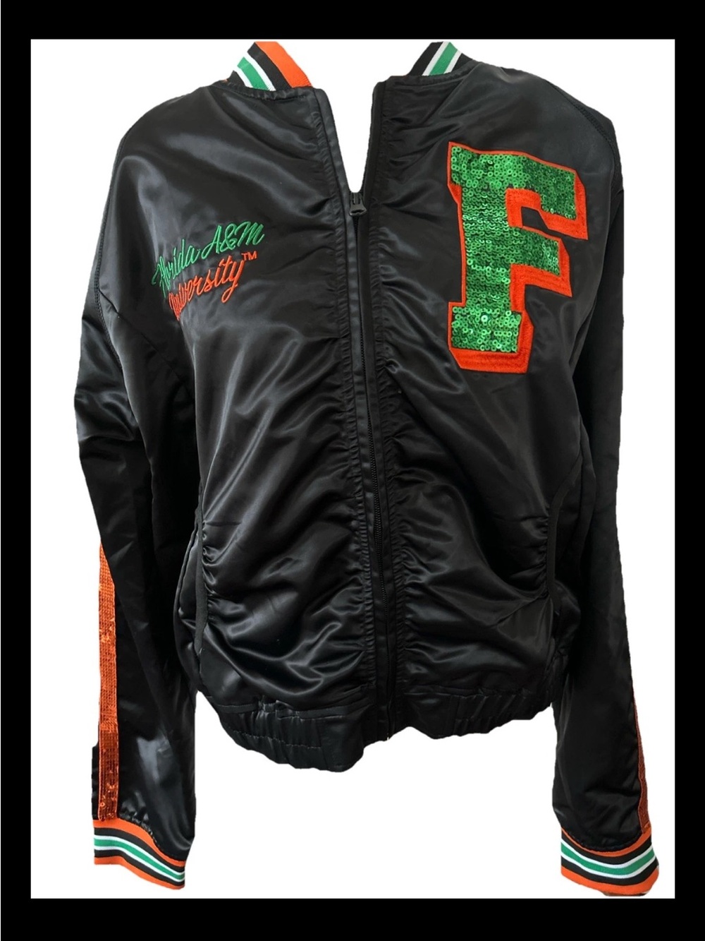 Florida A&M University ladies track suit Jacket 2XL Satin Bling Sequins NWOT